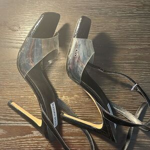 Steve Madden Black and Silver Women's Sandals